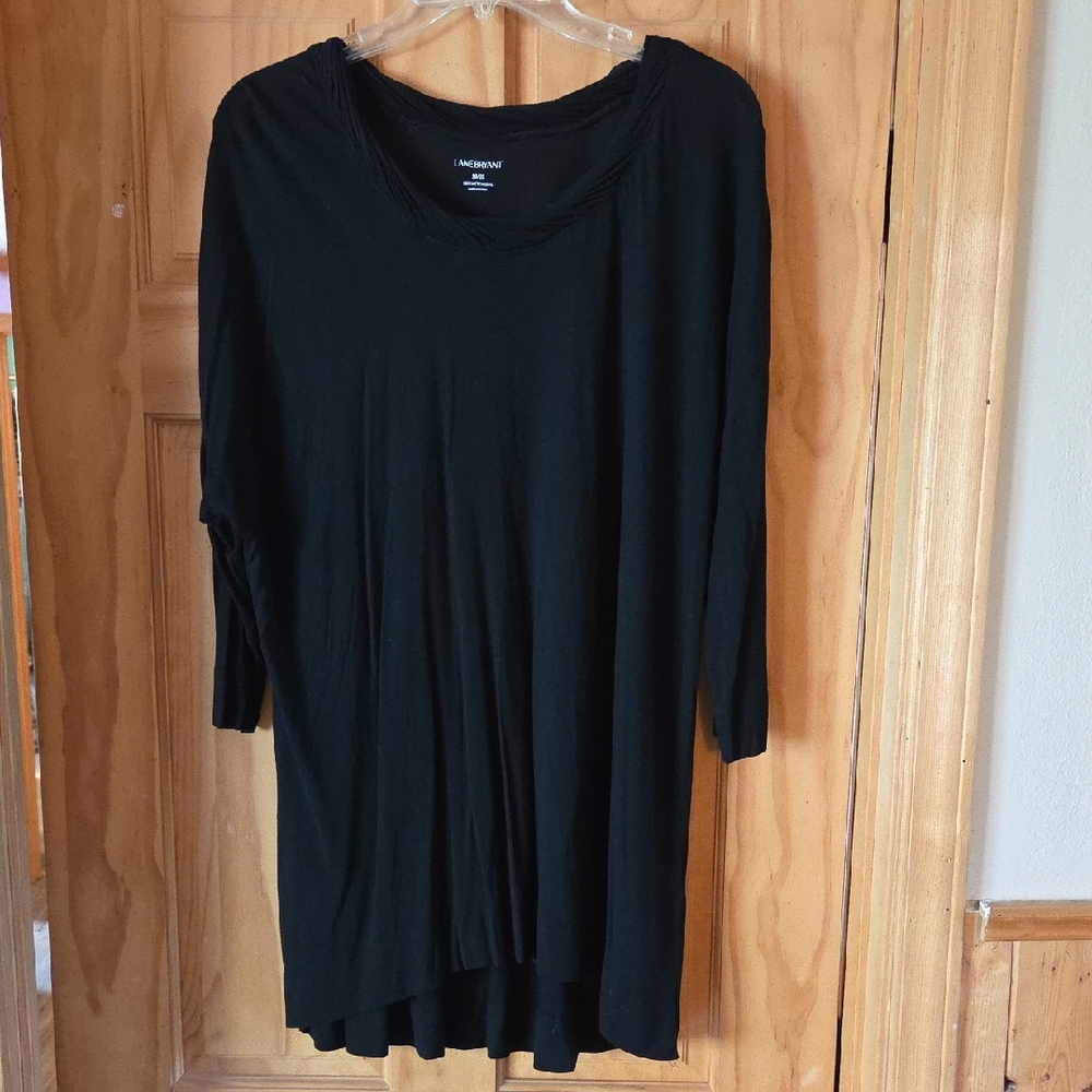 Lane Bryant Black Relaxed 3/4 Sleeve Tunic